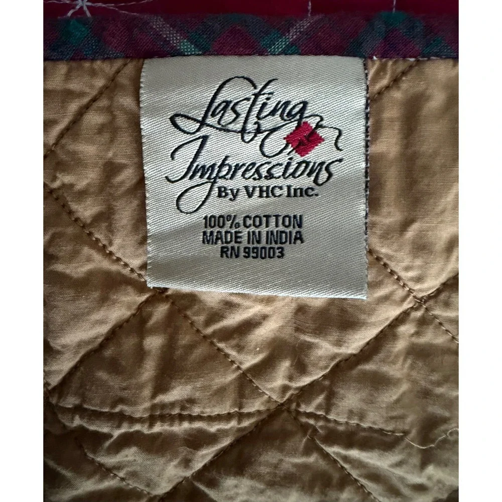 Lasting Impressions Quilted Throw Blanket Plaid Holly Berry Christmas Farmhouse